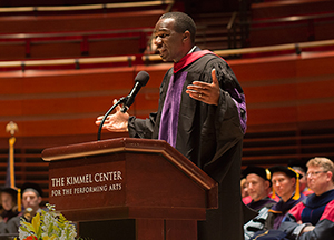 Philadelphia City Solicitor Sozi Tulante speaks at 2017 commencement